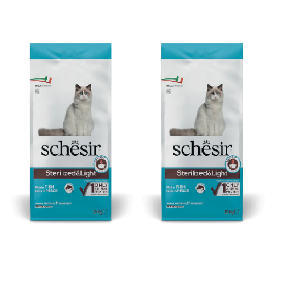 2x10kg Schesir Sterilised&Light Ricco in Pesce - Crocchette Gatto 2x10kg Schesir Sterilised&Light Ricco in Pesce - Crocchette Gatto